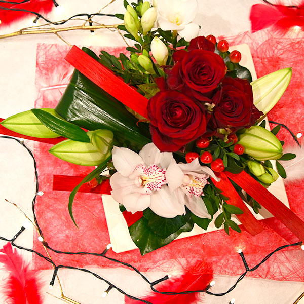 Composition florale pour la saint Valentin