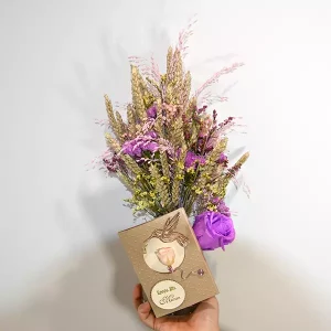 Composition fleurs séchées et carte pour maman